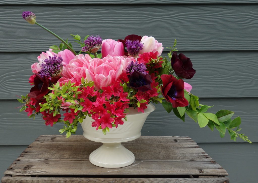 Image of Azaleas and rhododendrons in a bouquet